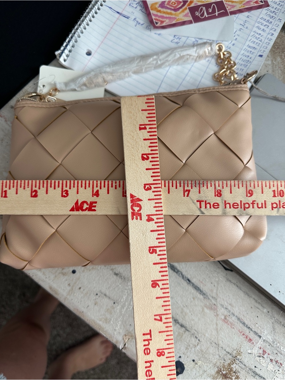 A New Day Womens Woven Shoulder Bag Beige Detachable Gold Chain Handle NEW - Picture 7 of 7